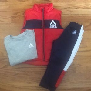 Reebok 2T shirt, joggers, and vest